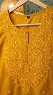 Arohi Mustard Embroidered Kurta Set