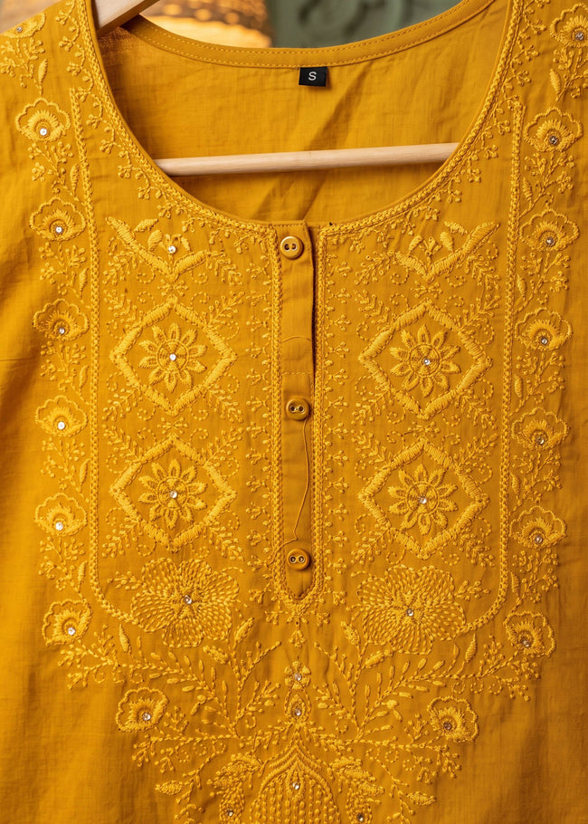 Arohi Mustard Embroidered Kurta Set