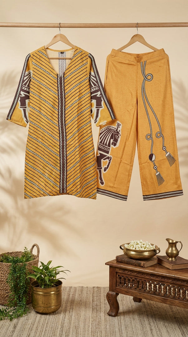 Ashvika Mustard Digital Print Co-ord Set
