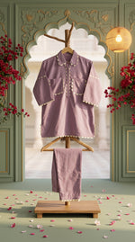 Load image into Gallery viewer, Sukoon Onion Lace Work Co-ord Set