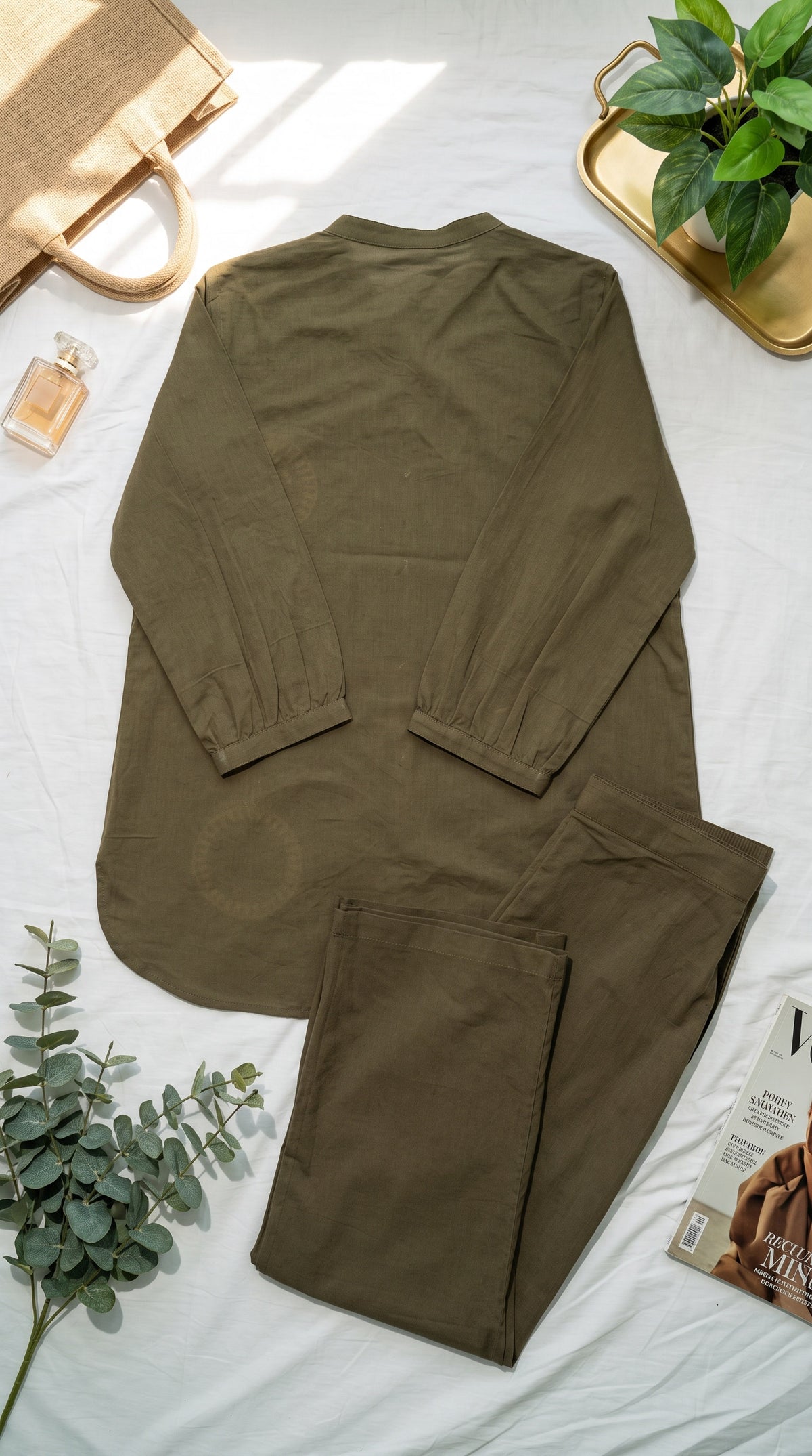 Zoya Military Green Dori Embroidered Co-ord Set