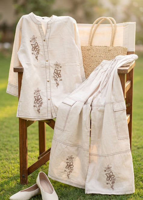 Haseen Off White Kantha Embroidered Co-ord Set