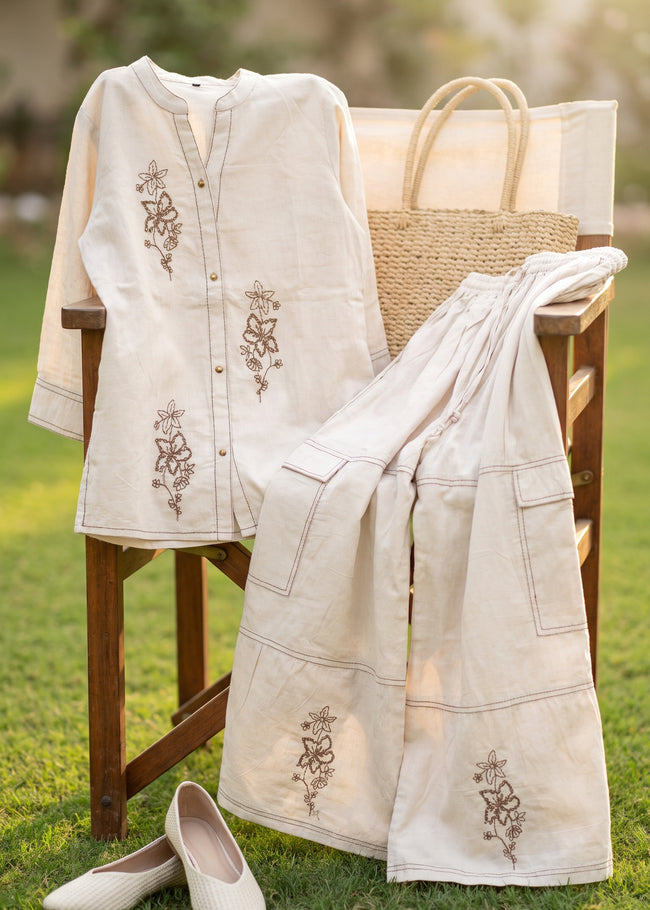 Haseen Off White Kantha Embroidered Co-ord Set