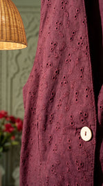 Load image into Gallery viewer, Aira Wine Schiffli Balloon Pant Co-ord Set