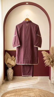 Sukoon Mauve Lace Work Co-ord Set