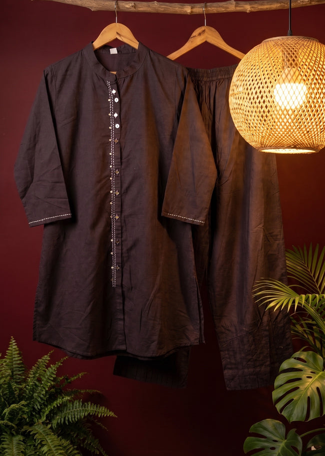 Abha Mauve Mirror Kantha Co-ord Set