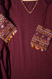 Mehr Wine Schiffli Tassel Kurta Set