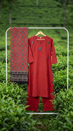 Load image into Gallery viewer, Madhavi Maroon Mirror Embroidered A-Line Kurta Set