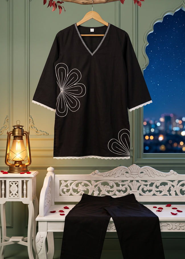 Rul Gul Black Embroidered Co-ord Set