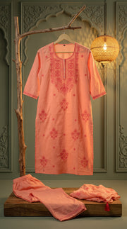 Arohi Peach Embroidered Kurta Set
