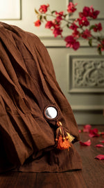 Load image into Gallery viewer, Resham Brown Embroidered Kurta Set