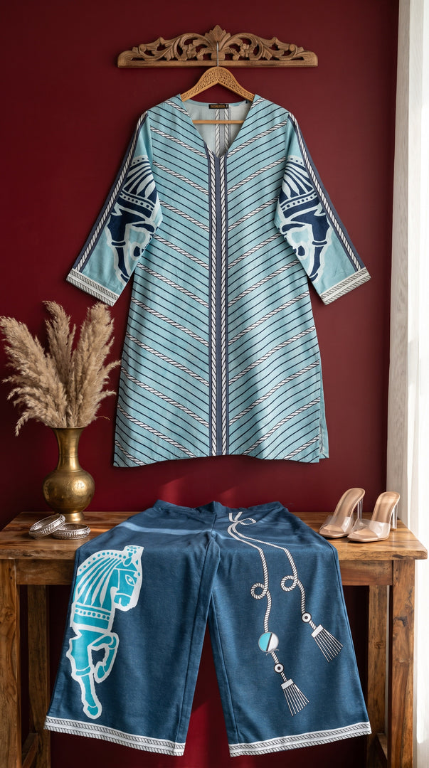 Ashvika Blue Digital Print Co-ord Set
