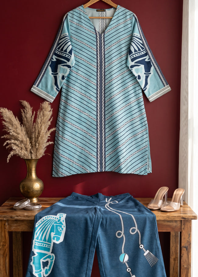 Ashvika Blue Digital Print Co-ord Set