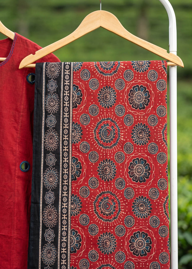 Madhavi Maroon Mirror Embroidered A-Line Kurta Set