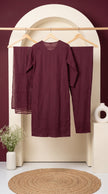 Mehr Wine Schiffli Tassel Kurta Set