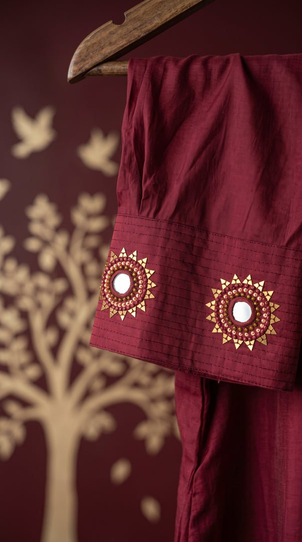 Sitara Gul Maroon Mirror Work Farshi Kurta Set