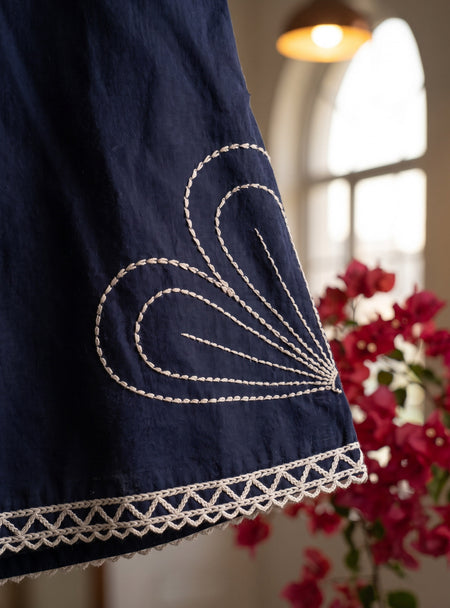 Rul Gul Navy Blue Embroidered Co-ord Set