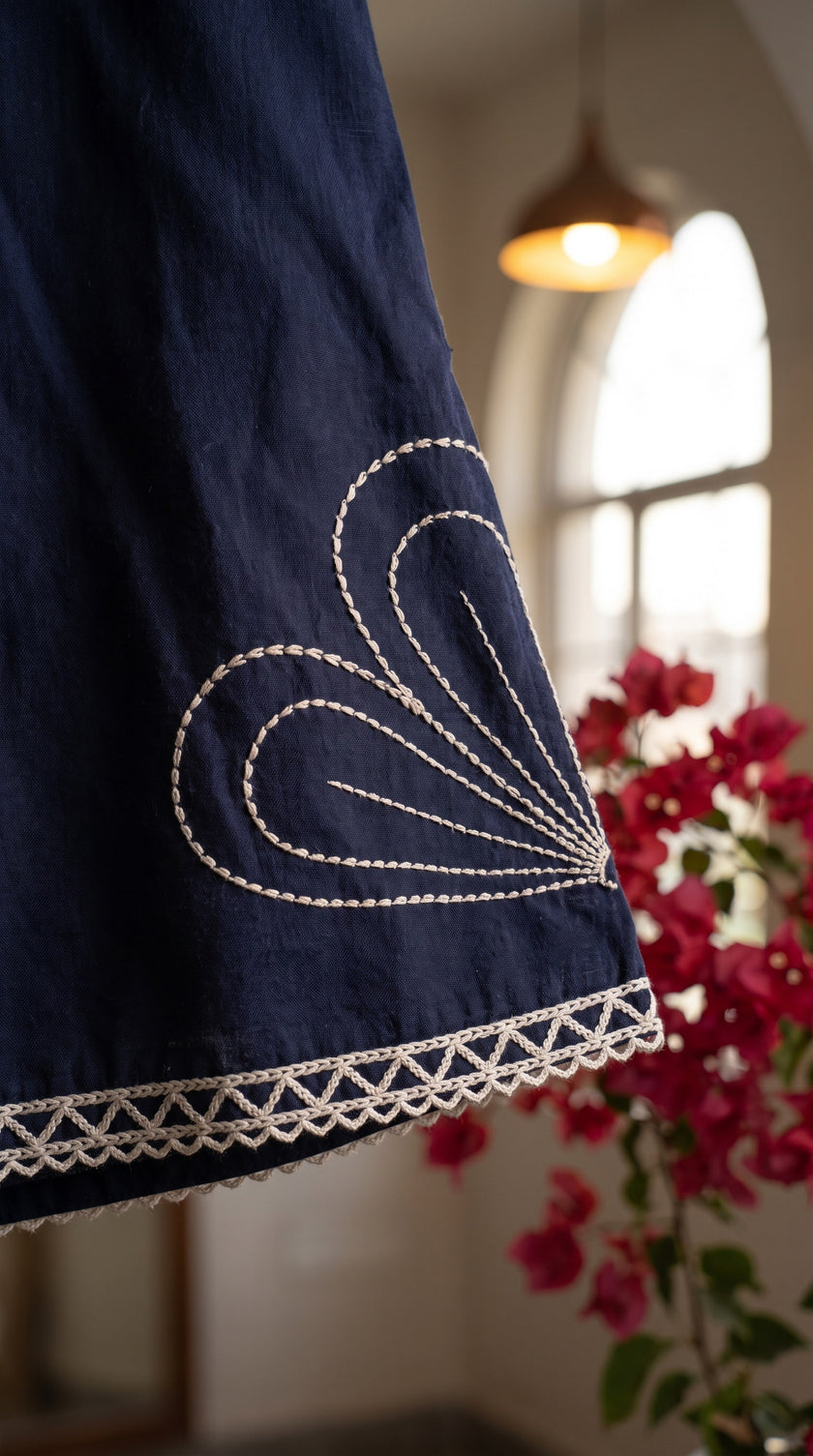 Rul Gul Navy Blue Embroidered Co-ord Set
