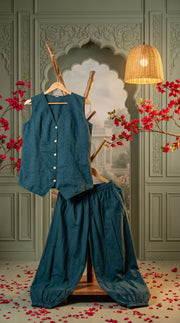 Aira Teal Schiffli Balloon Pant Co-ord Set