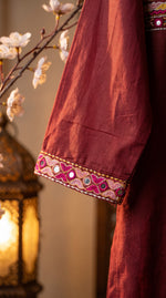Load image into Gallery viewer, Leher Maroon Embroidered Kurta Set