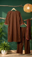Rangrez Brown Embroidered Kurta Set