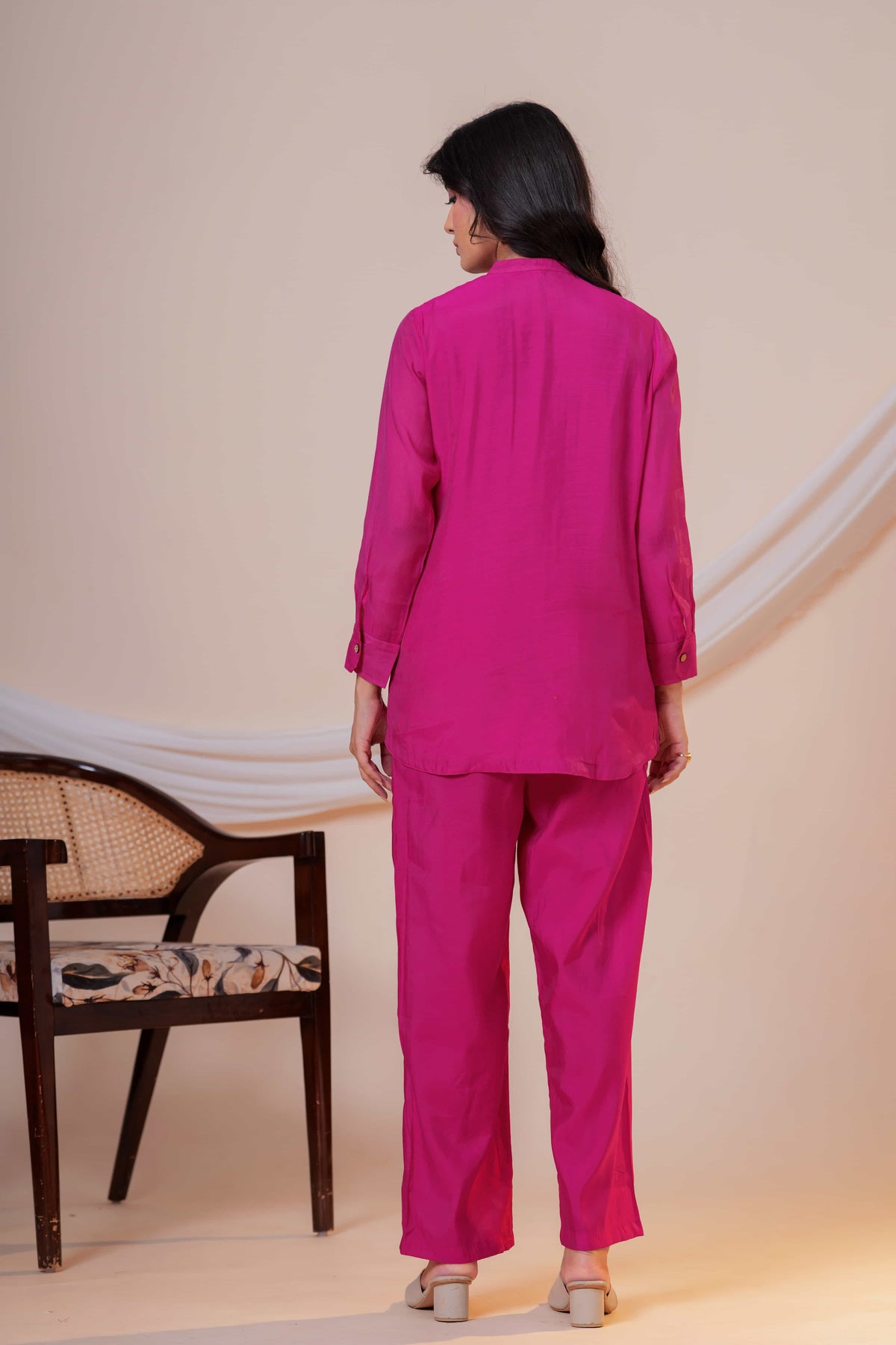 Gulnaar Onion Embroidered Collared Co-ord Set