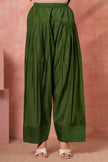 Military Green Floral Scallop Embroidered Kurta Set