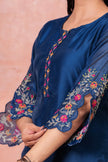 Navy Floral Scallop Embroidered Kurta Set