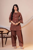 Nazm Brown Tassel Embroidered Co-ord Set