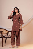 Nazm Brown Tassel Embroidered Co-ord Set
