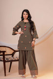 Nazm Military Green Tassel Embroidered Co-ord Set