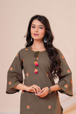 Nazm Military Green Tassel Embroidered Co-ord Set