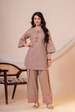 Nazm Taupe Tassel Embroidered Co-ord Set