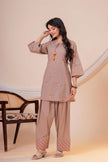 Nazm Taupe Tassel Embroidered Co-ord Set