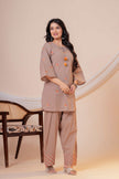 Nazm Taupe Tassel Embroidered Co-ord Set