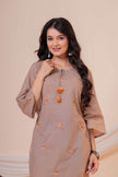 Nazm Taupe Tassel Embroidered Co-ord Set