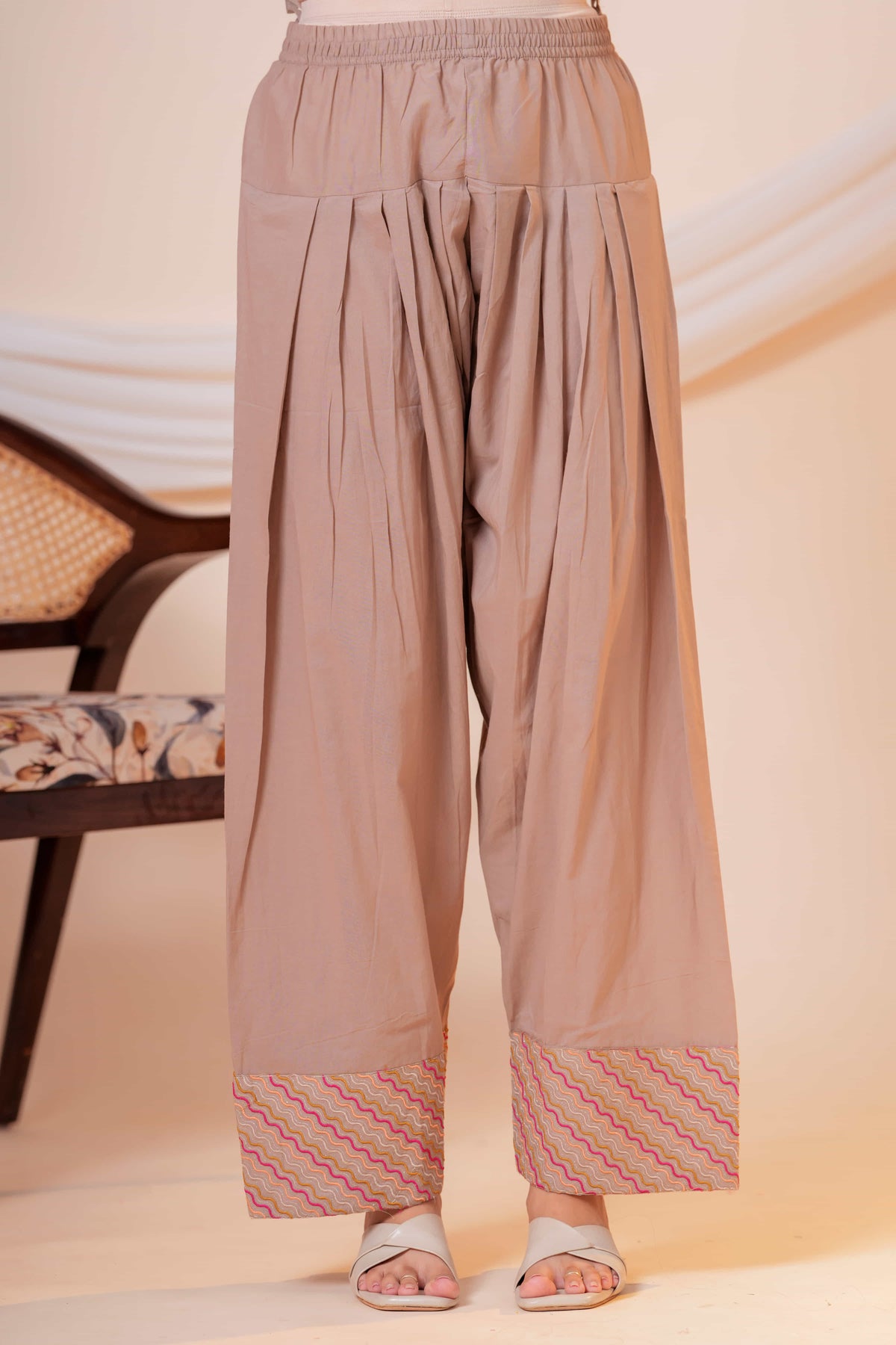 Nazm Taupe Tassel Embroidered Co-ord Set