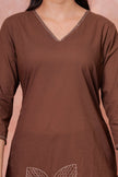 Noor-e-Gaj Brown Appliqué Embroidered Kurta Set