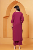 Noor-e-Gaj Wine Appliqué Embroidered Kurta Set