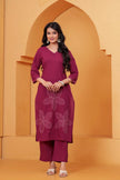 Noor-e-Gaj Wine Appliqué Embroidered Kurta Set
