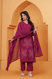 Noor-e-Gaj Wine Appliqué Embroidered Kurta Set