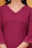 Noor-e-Gaj Wine Appliqué Embroidered Kurta Set