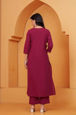 Resham Maroon Embroidered Kurta Set