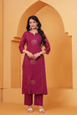 Resham Maroon Embroidered Kurta Set