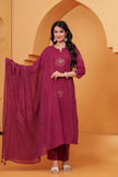 Resham Maroon Embroidered Kurta Set