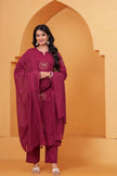 Resham Maroon Embroidered Kurta Set