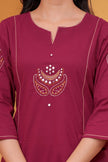 Resham Maroon Embroidered Kurta Set