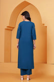 Resham Teal Embroidered Kurta Set