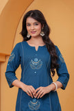 Resham Teal Embroidered Kurta Set