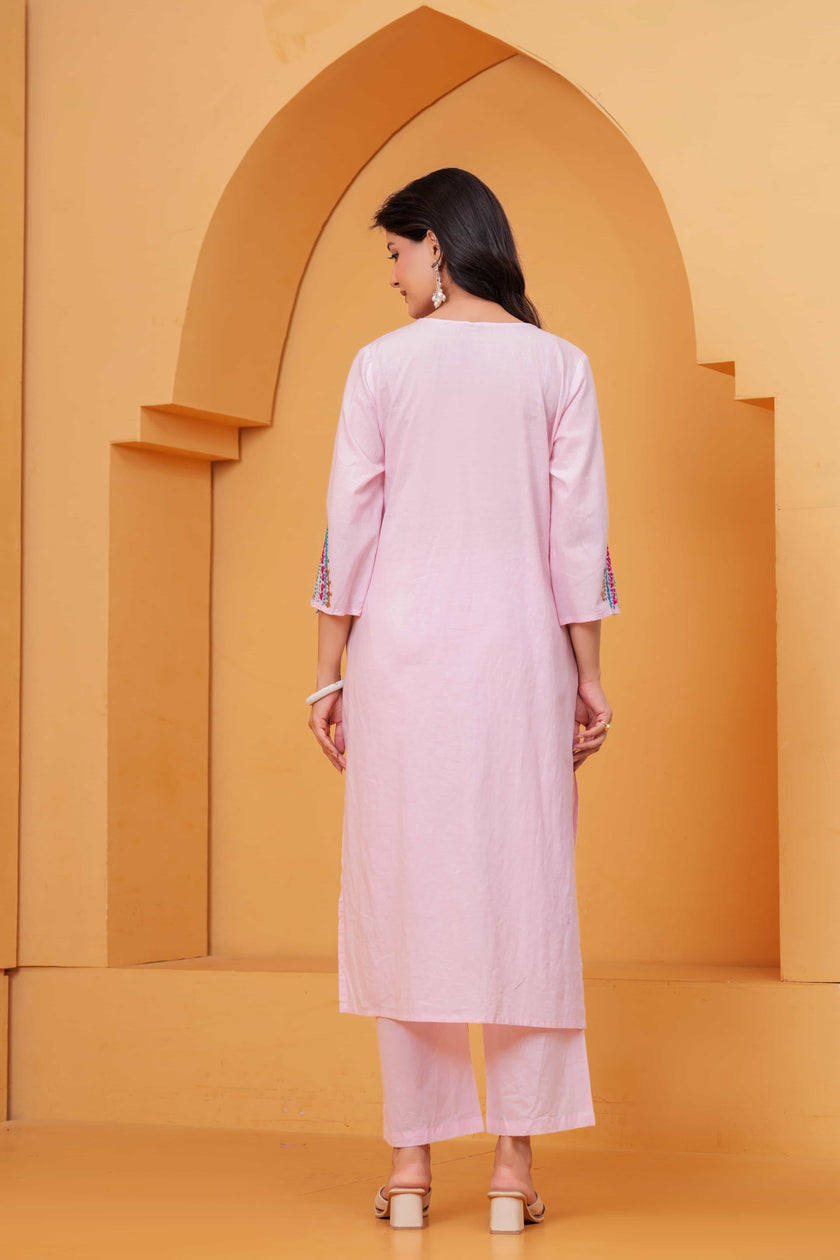 Saanjh Blush Embroidered Kurta Set